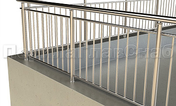 Ограждение кровли с вертикальным заполнением в Омске. Готовые проекты ПерилаГлавСнаб Ограждение кровли с вертикальным заполнением в Омске. Готовые проекты ПерилаГлавСнаб