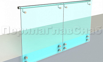 Ограждение с поручнем на выносе на точечном креплении в Омске. Готовые проекты ПерилаГлавСнаб