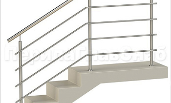 Четыре ригеля на сварке, круглый поручень и круглые стойки для крыльца в Омске. Готовые проекты ПерилаГлавСнаб