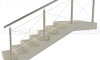 Ограждения из нержавейки. Заполнение из тросиков (нестандартная конфигурация) для крыльца в Омске. Готовые проекты ПерилаГлавСнаб