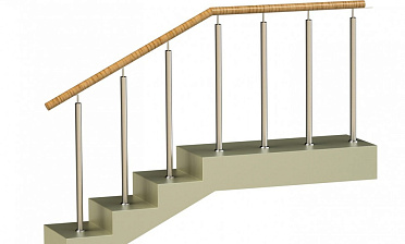 Ограждения со стойками в каждую ступень с пластиковым поручнем без ригелей купить в Омске