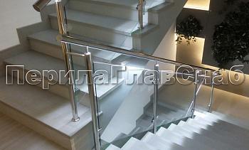 Нержавеющие перила и ограждения со стеклом и подсветкой в Омске. Готовые проекты ПерилаГлавСнаб Нержавеющие перила и ограждения со стеклом и подсветкой в Омске. Готовые проекты ПерилаГлавСнаб