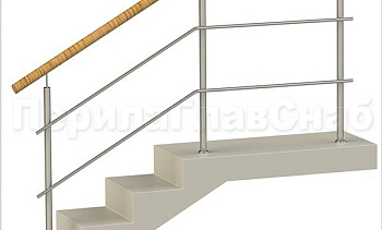 Два ригеля на сварке, круглый пластиковый поручень и круглые стойки в Омске. Готовые проекты ПерилаГлавСнаб