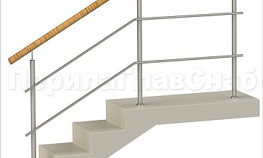 Два ригеля на сварке, круглый пластиковый поручень и круглые стойки купить в Омске