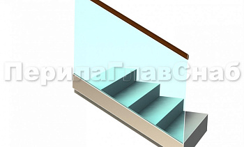 Ограждение с деревянным поручнем на профиле на лестнице в Омске. Готовые проекты ПерилаГлавСнаб