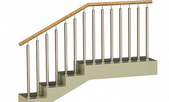 Ограждения с двумя стойками в каждую ступень с пластиковым поручнем и без ригелей в Омске. Готовые проекты ПерилаГлавСнаб Ограждения с двумя стойками в каждую ступень с пластиковым поручнем и без ригелей в Омске. Готовые проекты ПерилаГлавСнаб