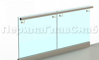 Ограждение с поручнем на выносе в зажимном профиле в Омске. Готовые проекты ПерилаГлавСнаб