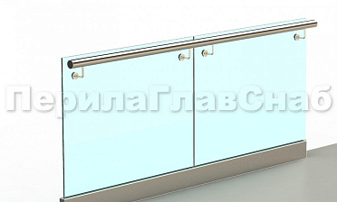 Ограждение с поручнем на выносе в зажимном профиле купить в Омске