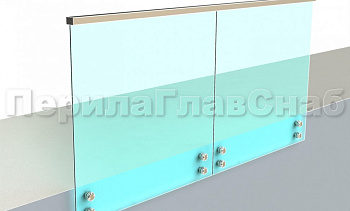 Ограждение с профильным поручнем с пазом на точечном креплении в Омске. Готовые проекты ПерилаГлавСнаб
