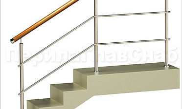 Два ригеля на держателях, круглый деревянный поручень и круглые стойки купить в Омске