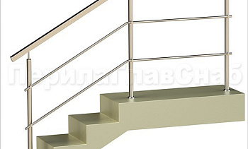 Два ригеля на держателях, квадратный поручень и круглые стойки в Омске. Готовые проекты ПерилаГлавСнаб