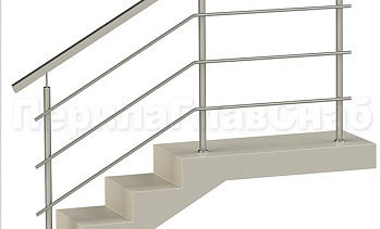 Три ригеля на сварке, квадратный поручень и круглые стойки в Омске. Готовые проекты ПерилаГлавСнаб