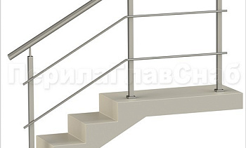 Два ригеля на сварке, круглый поручень и квадратные стойки в Омске. Готовые проекты ПерилаГлавСнаб