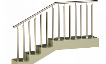 Ограждения с двумя стойками в каждую ступень без ригелей в Омске. Готовые проекты ПерилаГлавСнаб Ограждения с двумя стойками в каждую ступень без ригелей в Омске. Готовые проекты ПерилаГлавСнаб
