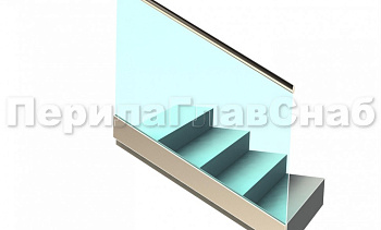 Ограждение с поручнем с пазом в зажимном профиле на лестнице в Омске. Готовые проекты ПерилаГлавСнаб