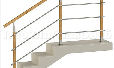 Три ригеля на держателях, квадратные деревянные поручень и стойки купить в Омске