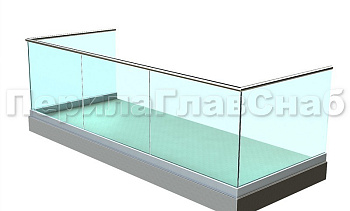 Ограждение на несущем стекле на алюминиевом профиле для балкона в Омске. Готовые проекты ПерилаГлавСнаб