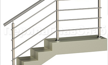 Четыре ригеля на сварке, круглый поручень и квадратные стойки в Омске. Готовые проекты ПерилаГлавСнаб