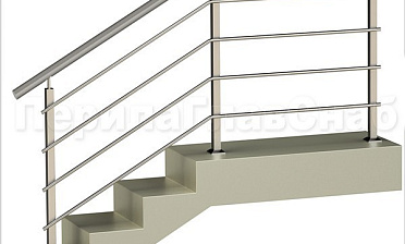 Четыре ригеля на сварке, круглый поручень и квадратные стойки купить в Омске