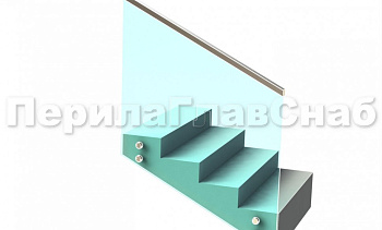 Ограждение с профильным поручнем с пазом на точечном креплении на лестнице в Омске. Готовые проекты ПерилаГлавСнаб