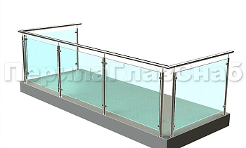 Ограждение из нержавеющей стали со стеклами для балкона в Омске. Готовые проекты ПерилаГлавСнаб