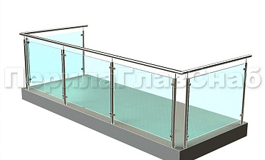 Ограждение из нержавеющей стали со стеклами для балкона купить в Омске