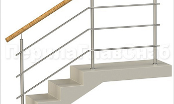 Три ригеля на сварке, круглый пластиковый поручень и круглые стойки в Омске. Готовые проекты ПерилаГлавСнаб