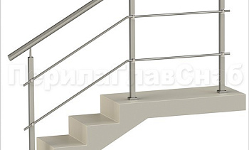 Два ригеля на держателях, круглый поручень и квадратные стойки в Омске. Готовые проекты ПерилаГлавСнаб