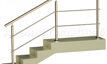 Два ригеля на сварке, квадратные поручень и стойки в Омске. Готовые проекты ПерилаГлавСнаб