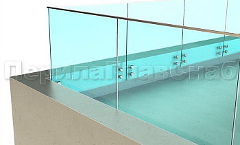 Ограждение на несущем стекле с торцевым креплением для крыш в Омске. Готовые проекты ПерилаГлавСнаб Ограждение на несущем стекле с торцевым креплением для крыш в Омске. Готовые проекты ПерилаГлавСнаб