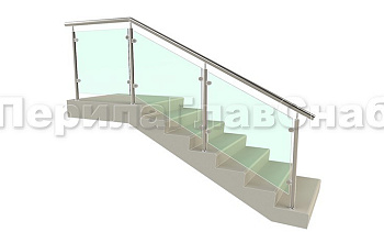 Ограждение для лестницы из нержавейки с зажимными стеклодержателями для крыльца в Омске. Готовые проекты ПерилаГлавСнаб Ограждение для лестницы из нержавейки с зажимными стеклодержателями для крыльца в Омске. Готовые проекты ПерилаГлавСнаб