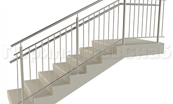 Нержавеющие ограждения с вертикальным заполнением 'частокол' - вариант №4 в Омске. Готовые проекты ПерилаГлавСнаб