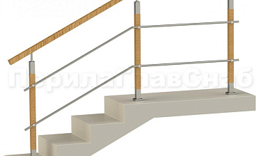 Два ригеля на держателях, квадратный деревянный поручень и квадратные деревянные стойки купить в Омске