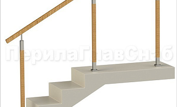 Нержавеющие ограждения без ригелей с квадратным деревянным поручнем и стойками с деревянными вставками в Омске. Готовые проекты ПерилаГлавСнаб Нержавеющие ограждения без ригелей с квадратным деревянным поручнем и стойками с деревянными вставками в Омске. Готовые проекты ПерилаГлавСнаб
