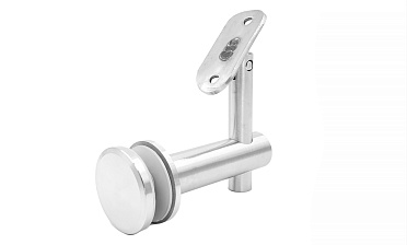 Выносной держатель поручня на стекло 8-20 мм, регулируемый, с ложементом, шлифованный, AISI 304, уценка Фk241-У купить в Омске Выносной держатель поручня на стекло 8-20 мм, регулируемый, с ложементом, шлифованный, AISI 304, уценка Фk241-У купить в Омске