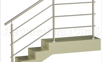 Три ригеля на сварке, круглый поручень и круглые стойки для крыльца в Омске. Готовые проекты ПерилаГлавСнаб