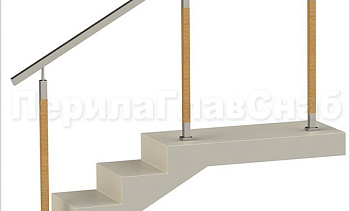 Нержавеющие ограждения без ригелей с квадратным поручнем и стойками с деревянными вставками в Омске. Готовые проекты ПерилаГлавСнаб Нержавеющие ограждения без ригелей с квадратным поручнем и стойками с деревянными вставками в Омске. Готовые проекты ПерилаГлавСнаб