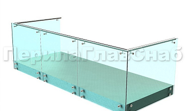 Ограждения на несущем стекле с торцевым креплением для балкона купить в Омске