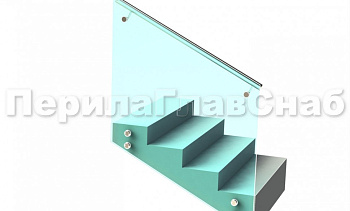 Ограждение с поручнем на выносе на точечном креплении на лестнице в Омске. Готовые проекты ПерилаГлавСнаб