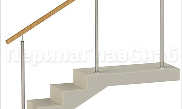 Нержавеющие ограждения без ригелей с квадратным деревянным поручнем купить в Омске