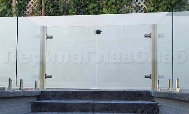 Зажимные двустворчатые калитки из нержавеющей стали со стеклом купить в Омске