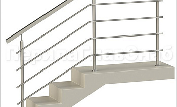 Четыре ригеля на сварке, квадратный поручень и круглые стойки в Омске. Готовые проекты ПерилаГлавСнаб