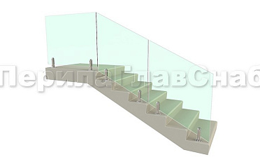 Цельностеклянное лестничное ограждение на министойках из нержавеющей стали для крыльца купить в Омске