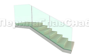 Цельностеклянное ограждение на зажимном алюминиевом профиле для крыльца купить в Омске