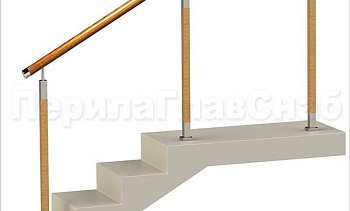 Нержавеющие ограждения без ригелей с круглым деревянным поручнем и стойками с деревянными вставками в Омске. Готовые проекты ПерилаГлавСнаб Нержавеющие ограждения без ригелей с круглым деревянным поручнем и стойками с деревянными вставками в Омске. Готовые проекты ПерилаГлавСнаб