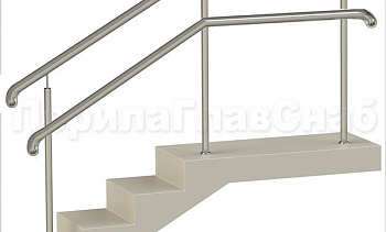 Нержавеющие ограждения с двойным поручнем без ригелей - вариант 2 в Омске. Готовые проекты ПерилаГлавСнаб