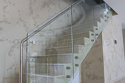 Стеклянные перила для лестниц в Омске. Готовые проекты ПерилаГлавСнаб - фото 21