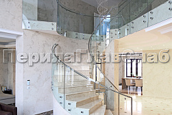 Стеклянные перила для винтовых лестниц в Омске. Готовые проекты ПерилаГлавСнаб - фото 1