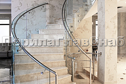 Стеклянные перила для винтовых лестниц в Омске. Готовые проекты ПерилаГлавСнаб - фото 14