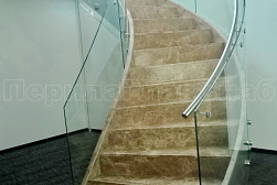Стеклянные перила для винтовых лестниц в Омске. Готовые проекты ПерилаГлавСнаб - фото 4